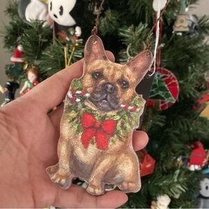 primitives by Kathy French Bulldog Christmas tree ornament NEW